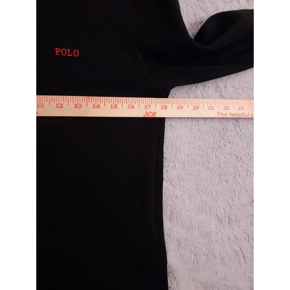 Polo Ralph Lauren Shirt Mens Medium Waffle Knit Thermal Black Red Pony Sleepwear